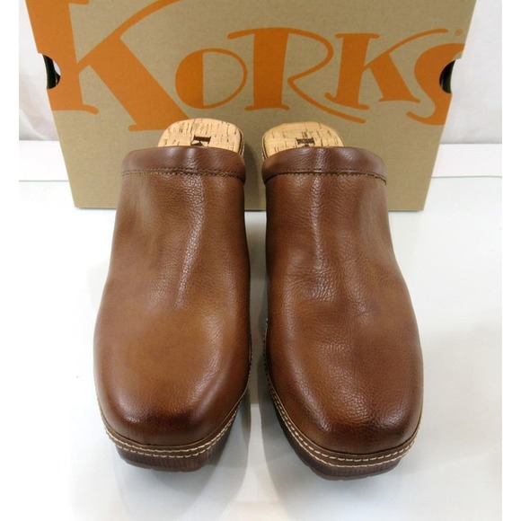 Women's Korks Lori Platform Block Heel Clog Mule Comfort Tan / Brown Size 9 - Picture 4 of 6